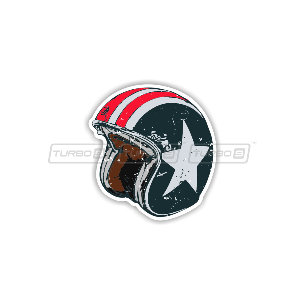 HALF AMERICAN HELMET BIKE STICKER TURBO9